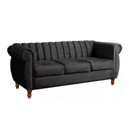 Sofá Realeza Decorativo 3 Lugares Chesterfield Colonial Preto - 4 Sofá Realeza Decorativo 3 Lugares Chesterfield Colonial Preto - 4