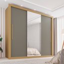 Ver imagem 1 de Guarda-Roupa Casal 3 Portas com Espelho Central 4 Gavetas Costa Rica Marrom Jequitibá/Granizo