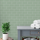 Ver imagem 2 de Papel de Parede Adesivo Azulejo Verde Lavável Fosco 3m