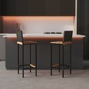 Ver imagem 4 de Banqueta Alta em Aço com Assento de Madeira Maciça Encosto de Junco Preto