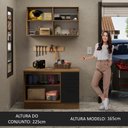 Ver imagem 7 de Kit com Balcão e Armário Aéreo Multiuso 120cm Rustic/preto Agata Madesa Rustic/preto