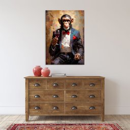 Quadro Decorativo Animais Monkey Evolution - 200x120 Cm - 5 Quadro Decorativo Animais Monkey Evolution - 200x120 Cm - 5