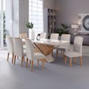 Ver imagem 1 de Mesa de Jantar 8 Lugares Atlantis com Vidro Mel/Off White/Marfim - Viero Móveis