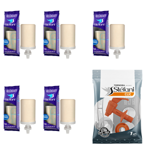 Kit 05 Un Vela Stéfani Declorante Dupla Ação Carvão Ativado + 01 Un Torneira Original Stéfani Clic