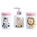 Ver imagem 3 de Kit Higiene Bebê Porta Algodão Banheiro Quarto Nuvem Safari KB- 023 PGB Rosa Claro