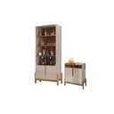 Ver imagem 1 de Conjunto Cristaleira e Bar Cosmic 2 Portas 4 Prateleiras MDF MDP Off White Cedro
