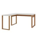 Ver imagem 5 de Mesa de Escritório em L 135cm com Gaveteiro Dalla Costa Mdf Cor:off White com Freijó e Gold