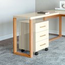 Ver imagem 7 de Mesa de Escritório em L 135cm com Gaveteiro Dalla Costa Mdf Cor:off White com Freijó e Gold