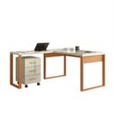 Ver imagem 2 de Mesa de Escritório em L 135cm com Gaveteiro Dalla Costa Mdf Cor:off White com Freijó e Gold