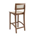 Ver imagem 3 de Kit 2 Banquetas Alta Karina Rattan Luxo Balcão Banco Puff Pés em Madeira Maciça Sacada Hall Cor Bege