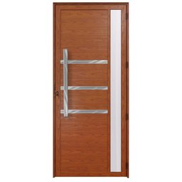 Porta de alumínio c/friso e visor lambril Madeiro "D" 210x85 - 1