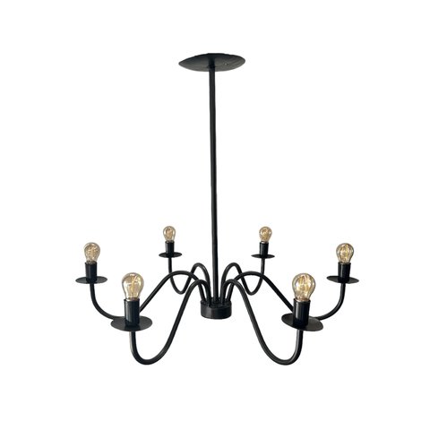 Luminária Lustre Teto Tubo Ferro 6 Bocas Rustico e Moderno