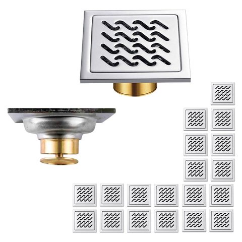 Ralo Inox 10x10 Anti Odor Kit 19 Uni Box Banheiro Lavabo Casa Anti Inseto Varanda Quintal Jardim Hig