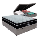Ver imagem 1 de Cama Box Baú Bipartido Queen Cinza e Colchão Elegant Superpocket Molas Ensacadas Ortobom