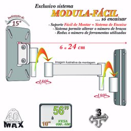 SUPORTE TV 10" a 56" VESA 400X400 3 MOVIMENTOS BRANCO - 5