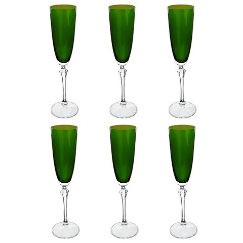 Conjunto de Taças para Champanhe em Cristal Ecologico 200ml Verde Bohemia