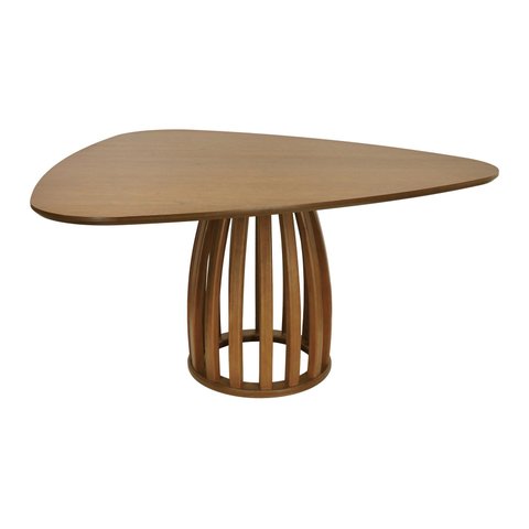 Mesa de Jantar Armonia Tampo Triangular 156x153cm Base Redonda - Amêndoa -tampo Triangular 156x153cm