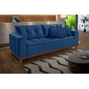 Ver imagem 1 de Sofá Atenas 2,00 Veludo Azul Marinho Base Madeira Living Império Estofados
