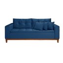 Ver imagem 3 de Sofá Atenas 2,00 Veludo Azul Marinho Base Madeira Living Império Estofados