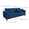 Sofá Atenas 2,00 Veludo Azul Marinho Base Madeira Living Império Estofados - 5
