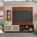 Ver imagem 1 de Estante Home para TV até 75 Polegadas com Espelho 2 Portas 5 Nichos 3 Prateleiras Linus Caemmun