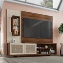 Ver imagem 2 de Estante Home para TV até 75 Polegadas com Espelho 2 Portas 5 Nichos 3 Prateleiras Linus Caemmun