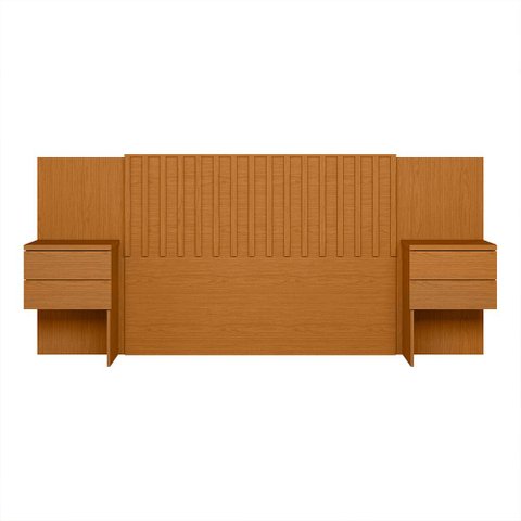 Cabeceira Box Sampa Modular Ripada Extensível para Cama Casal Queen King com Mesa Lateral ? Cinamomo
