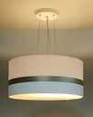 Ver imagem 2 de Lustre Pendente Bege Faixas Bronze Cúpula 30x15 Tom Luz