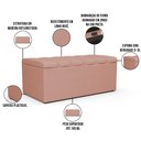 Ver mais imagens de Kit Cabeceira Cama Box Solteiro 100cm com Calçadeira Baú Dália W01 Linho Rosê - Lyam Decor