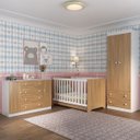 Ver imagem 2 de Quarto de Bebê Completo Berço Americano 3 em 1 Colchão Encanto Multimóveis Mp4609 Branco/