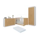 Ver imagem 1 de Quarto de Bebê Completo Berço Americano 3 em 1 Colchão Encanto Multimóveis Mp4609 Branco/