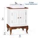 Ver imagem 5 de Gabinete para Banheiro 2 Portas com Cuba Dália 3057 - Branco/imbuia Glazer