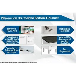 Módulo Cozinha Bertolini Gourmet Balcão p/Cooktop 7174 c/ 2 Portas Branco - 2 Módulo Cozinha Bertolini Gourmet Balcão p/Cooktop 7174 c/ 2 Portas Branco - 2
