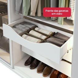 Guarda-roupa Casal Solaris 6 Portas com Vidro Fumê e Pes Branco - 6