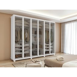 Guarda-roupa Casal Solaris 6 Portas com Vidro Fumê e Pes Branco - 2