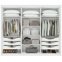 Guarda-roupa Casal Solaris 6 Portas com Vidro Fumê e Pes Branco - 3
