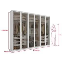 Guarda-roupa Casal Solaris 6 Portas com Vidro Fumê e Pes Branco - 4