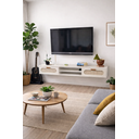 Ver imagem 2 de Rack Suspenso Santorini Mdf 180cm com 2 Gavetas Espaçosas Branco