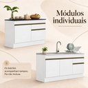 Ver imagem 6 de Kit 2 Balcões de Cozinha para Pia 5 Portas 2 Gavetas MDP 270cm Branco e Dourado Multimóveis