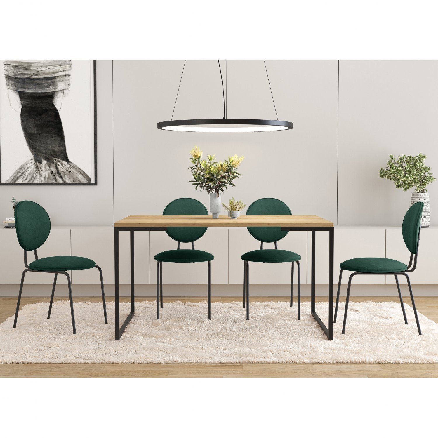 Conjunto Sala de Jantar Mesa Porto Estilo Industrial com 4 Cadeiras Sofia Espresso Móveis - 1