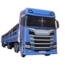 Ver imagem 2 de Carreta Scania R450 Rodotrem Graneleiro Madeira Miniatura - Azul Ncs