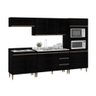 Armário de Cozinha Completa Modulada Milão Menu Móveis Preto - 2