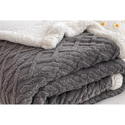 Cobertor Manta Casal Sherpa Glamour Dupla Face Relevo Macio:chumbo - 2