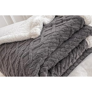 Cobertor Manta Casal Sherpa Glamour Dupla Face Relevo Macio:chumbo