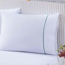 Ver imagem 2 de Jogo de Cama 100% Algodão Percal 150 Fios Solteiro Gran Moratta 2 Peças Branco e Detalhe Verde