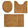 Tapetes para Banheiro de Microfibra Antiderrapante Soft Ball Short 3 Peças - Rio Home Bege - 1