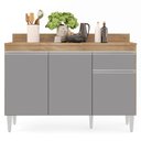 Ver imagem 7 de Balcão Gabinete 120cm Com Tampo 3 Portas 1 Gaveta Arizona Castanho/Cinza - Lumil Móveis