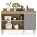 Ver imagem 3 de Balcão Gabinete 120cm Com Tampo 3 Portas 1 Gaveta Arizona Castanho/Cinza - Lumil Móveis