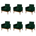 Ver imagem 1 de Kit 6 Poltronas Decorativa Florença Pés em Madeira Maciça Estofado Veludo - Verde