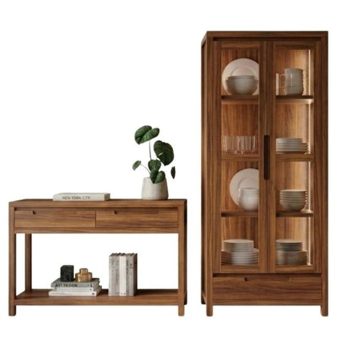 Cristaleira e Aparador 1554N e 1551N Madeira Maciça Taeda Rustic Milani Movelaria